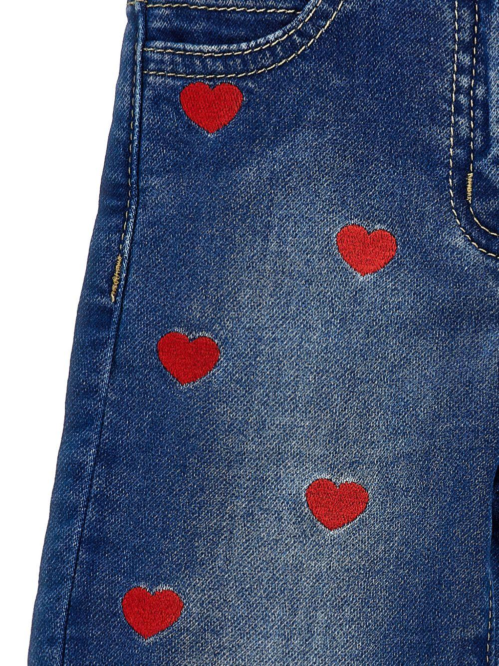 Jeans per neonata Monnalisa denim con motivo a cuori - Rubino Kids