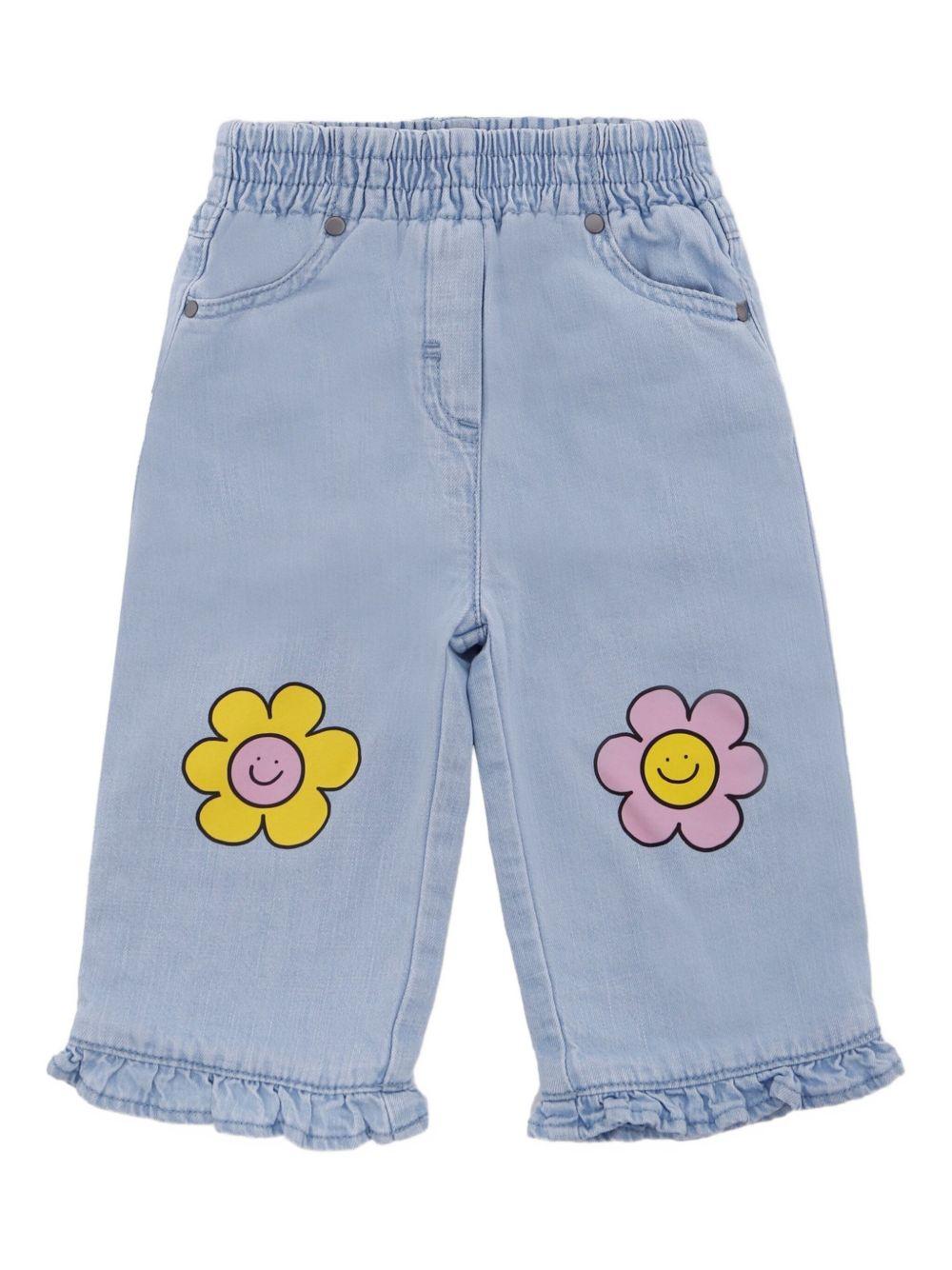 Jeans per neonata Stella McCartney Kids in denim con ruches - Rubino Kids