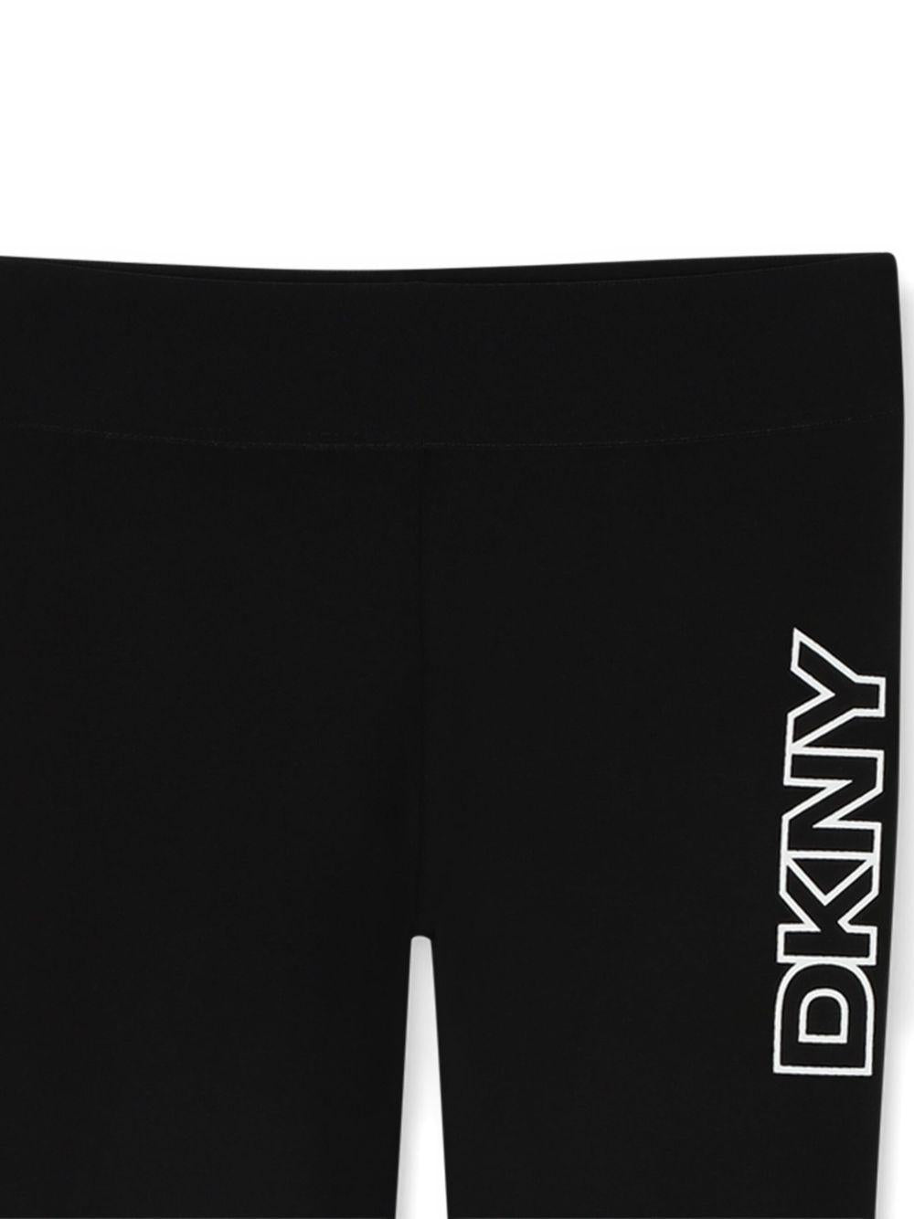 Leggings per bambina Dkny Kids neri con stampa logo - Rubino Kids