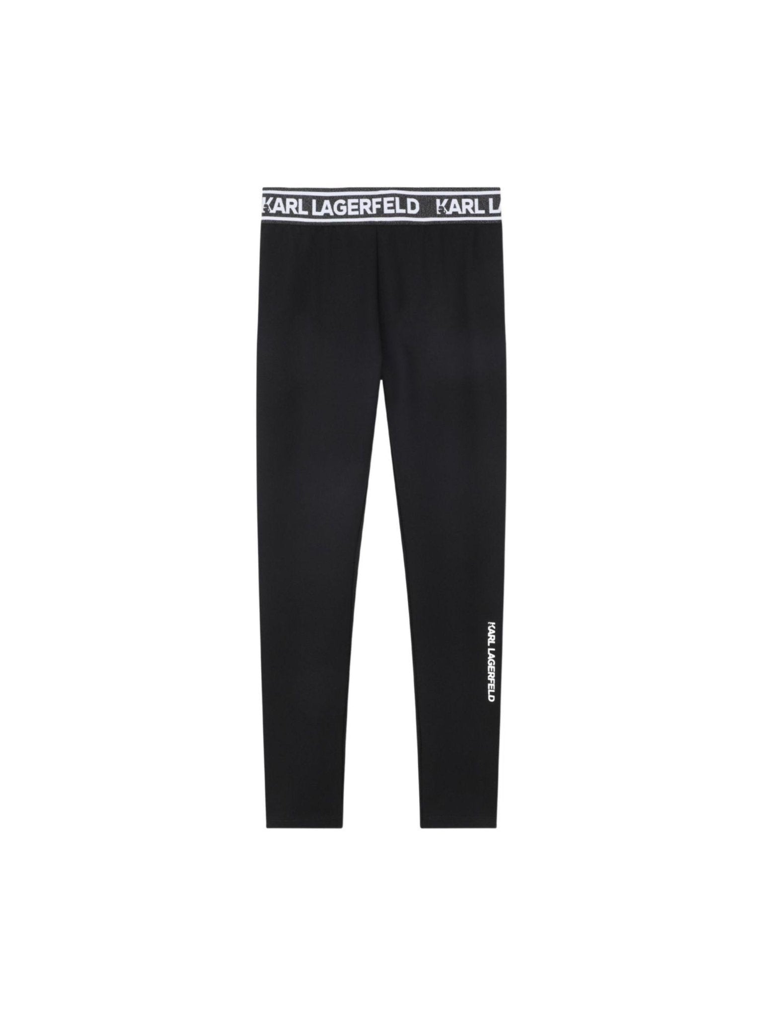 Leggings per bambina Karl Lagerfeld Kids nero con rifinitura con logo - Rubino Kids