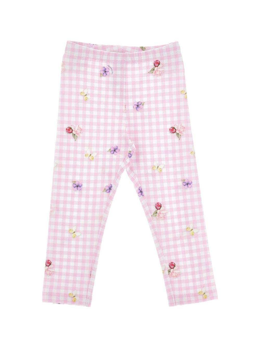 Leggings per bambina Monnalisa rosa con motivo a quadri - Rubino Kids