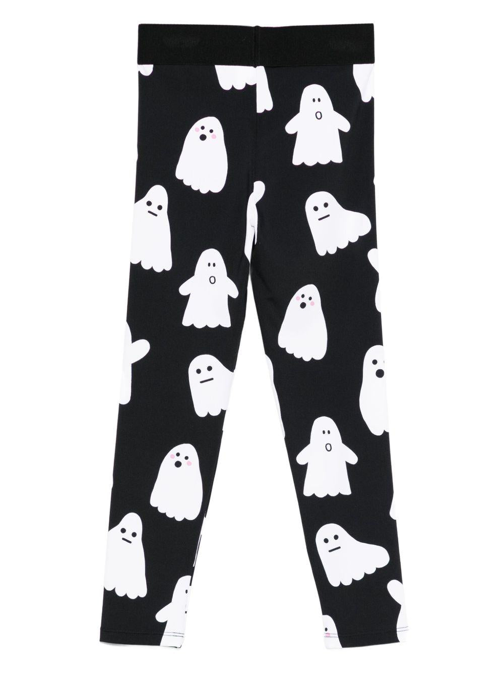 Leggings per bambina Stella McCartney Kids nero con stampa fantasma - Rubino Kids
