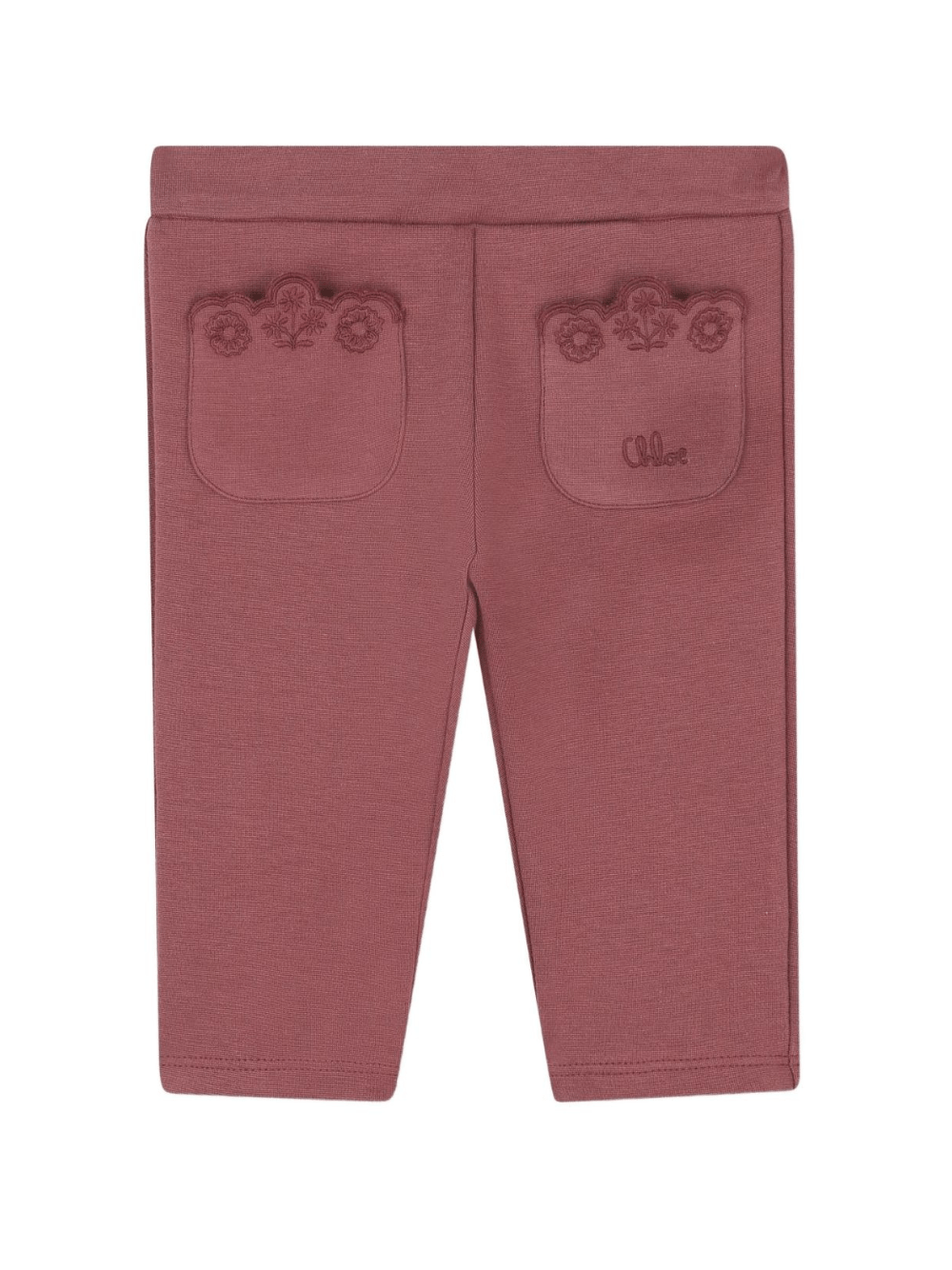 Leggings per neonata Chloé Kids rosa con ricamo sulle tasche - Rubino Kids