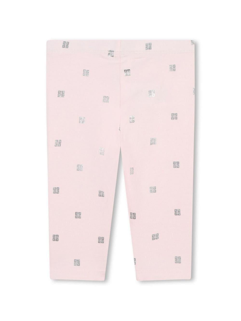 Leggings per neonata Givenchy Kids rosa con motivo 4G - Rubino Kids