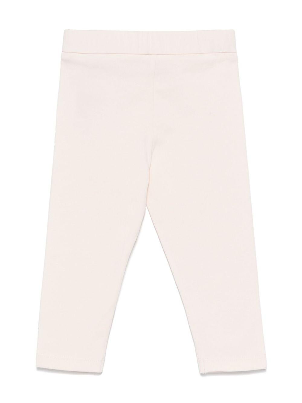Leggings per neonata Moncler Enfant rosa con applicazione logo sulla gamba - Rubino Kids