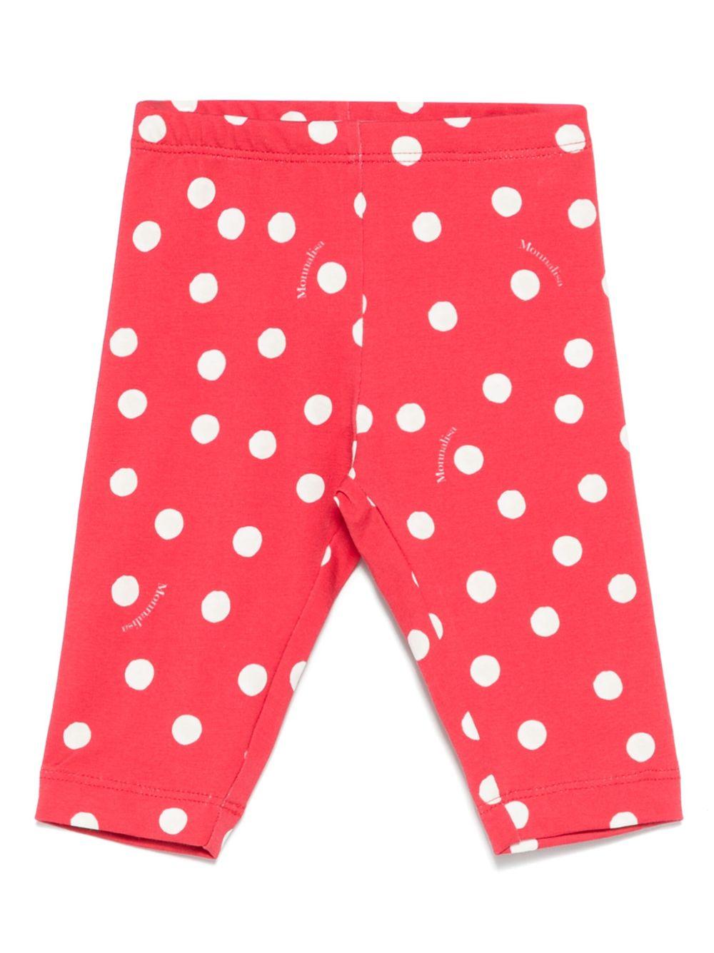 Leggings per neonata Monnalisa rosso a pois in jersey - Rubino Kids