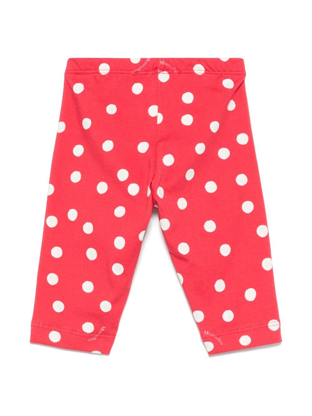 Leggings per neonata Monnalisa rosso a pois in jersey - Rubino Kids