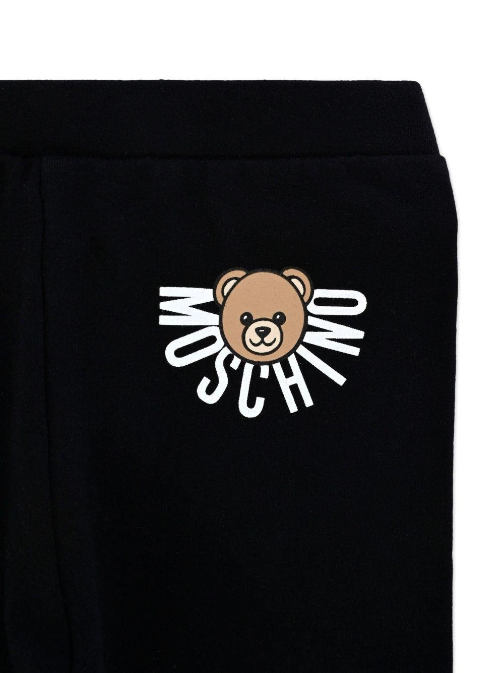 Leggings per neonata Moschino Kids nero con logo teddy - Rubino Kids