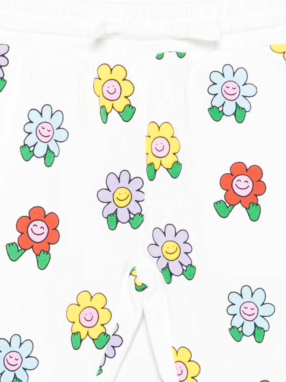 Leggings per neonata Stella McCartney Kids bianco a fiori - Rubino Kids
