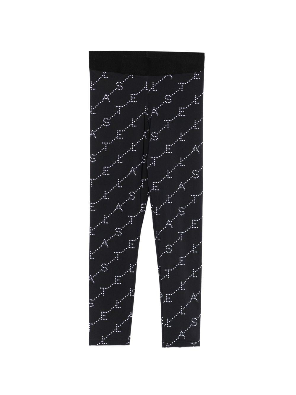 Leggins per bambina Stella McCartney Kids neri con stampa logo all - over - Rubino Kids