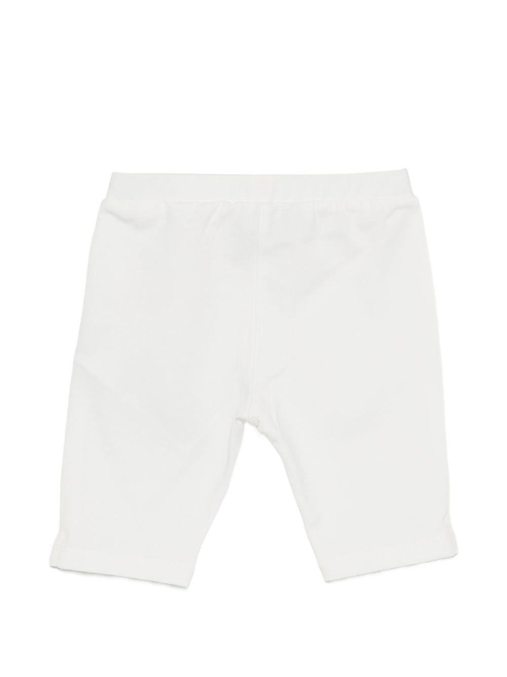 Leggins per neonata Moschino Kids bianchi con logo sul davanti - Rubino Kids