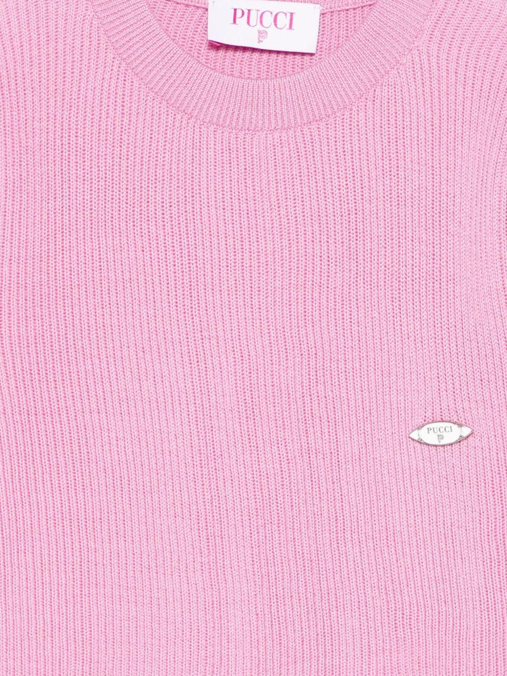 Maglia per bambina Emilio Pucci Junior rosa con motivo a coste - Rubino Kids