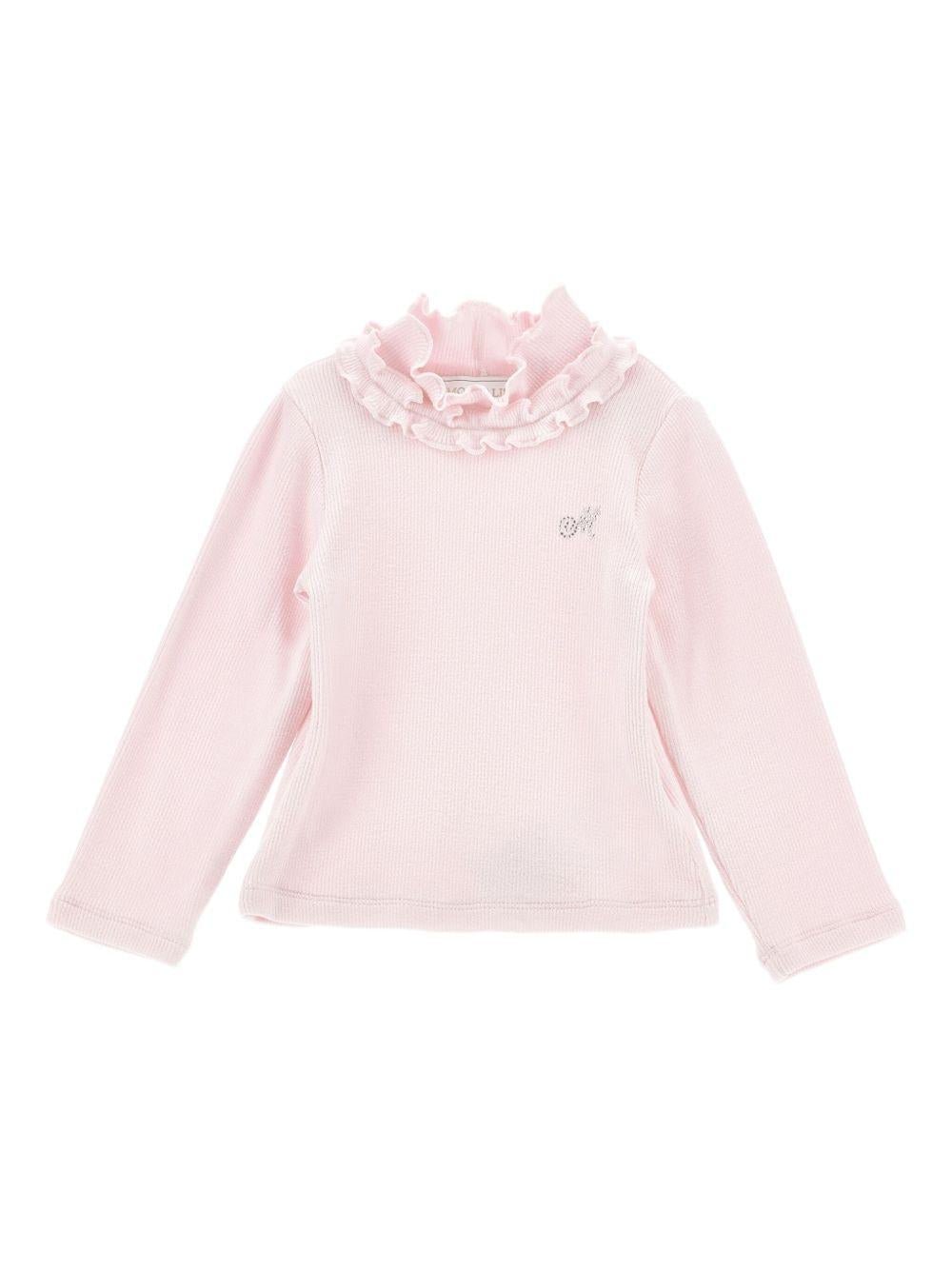 Maglia per neonata Monnalisa rosa con logo decorativo - Rubino Kids