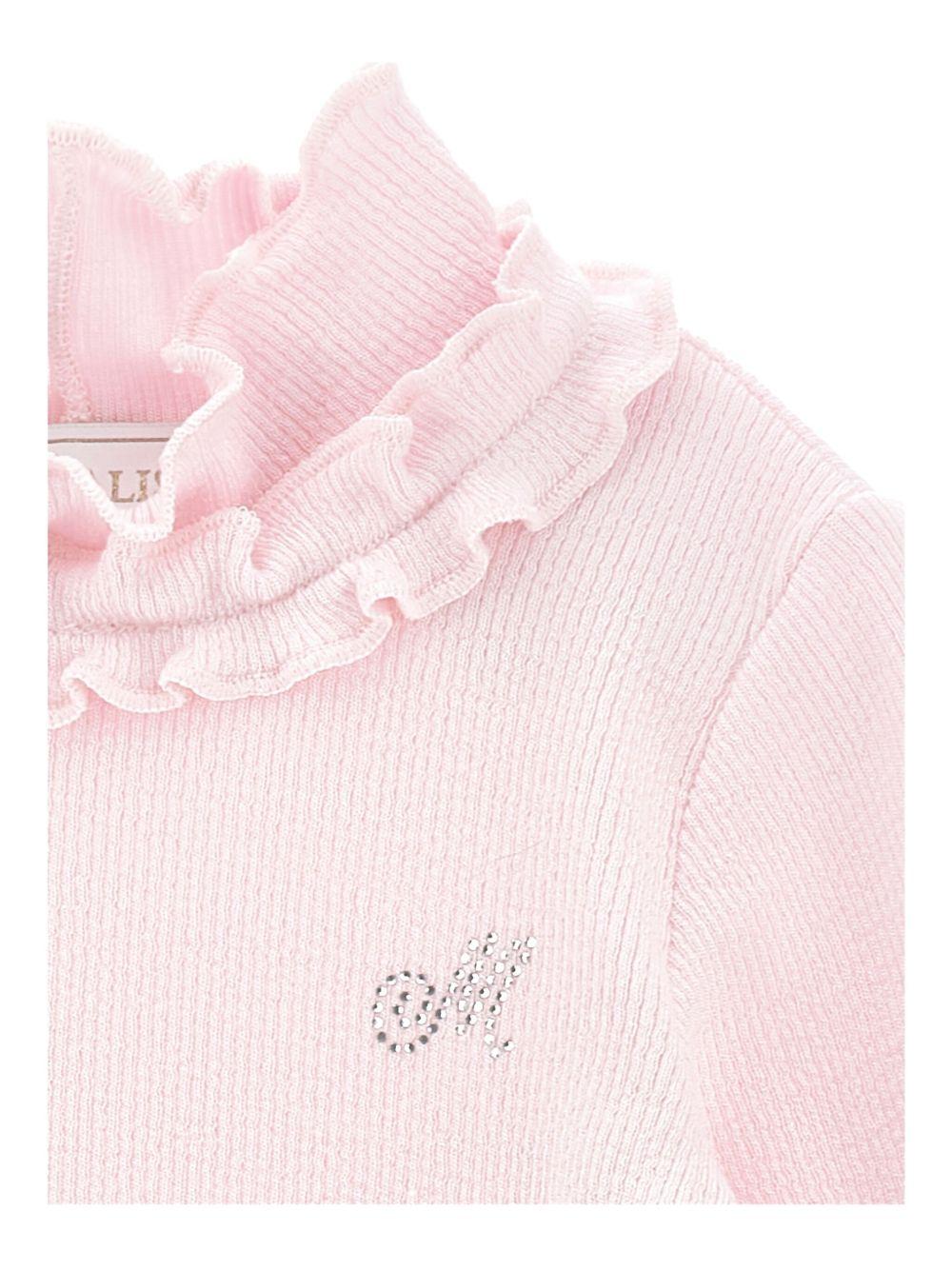 Maglia per neonata Monnalisa rosa con logo decorativo - Rubino Kids