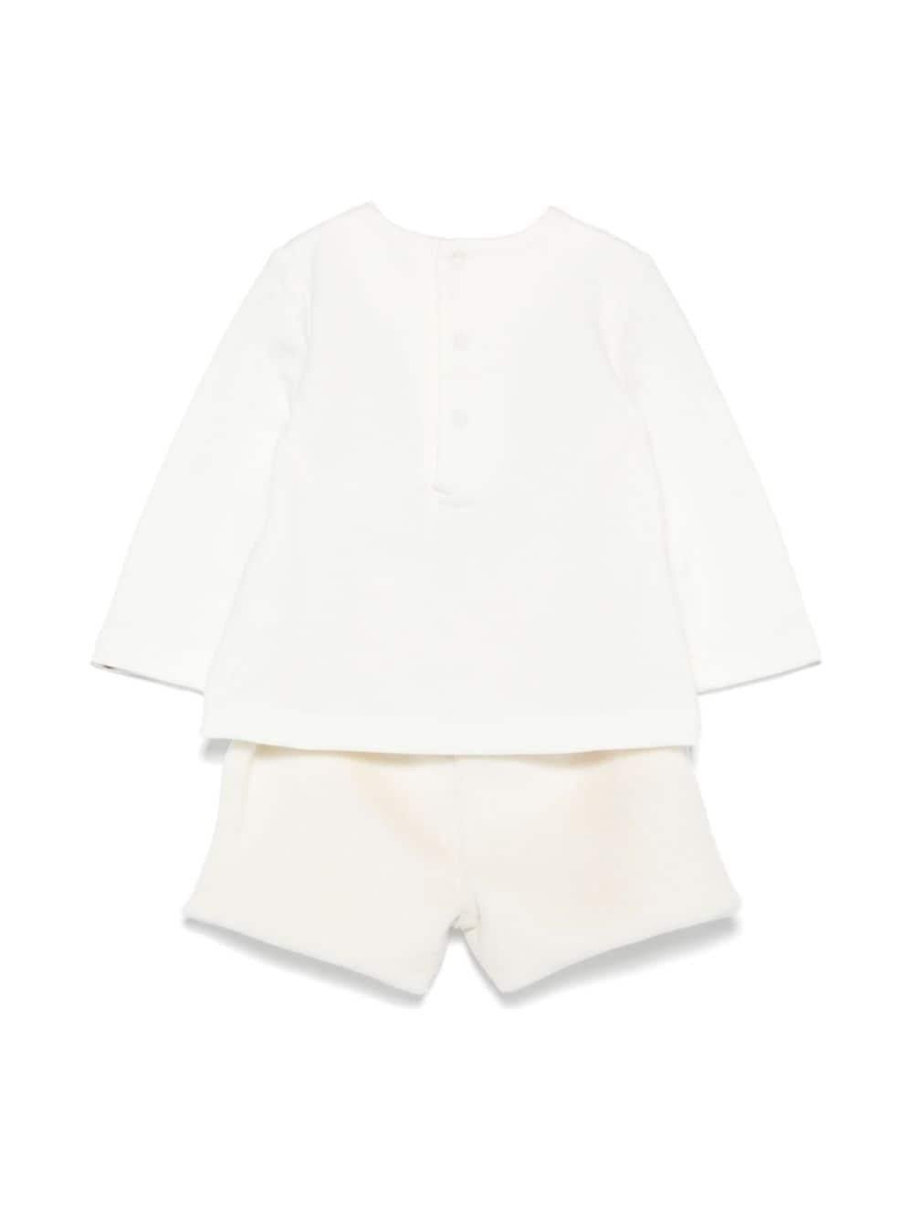 Maglietta e shorts per neonata Il Gufo bianco con stampa e motivo coniglio sul davanti - Rubino Kids