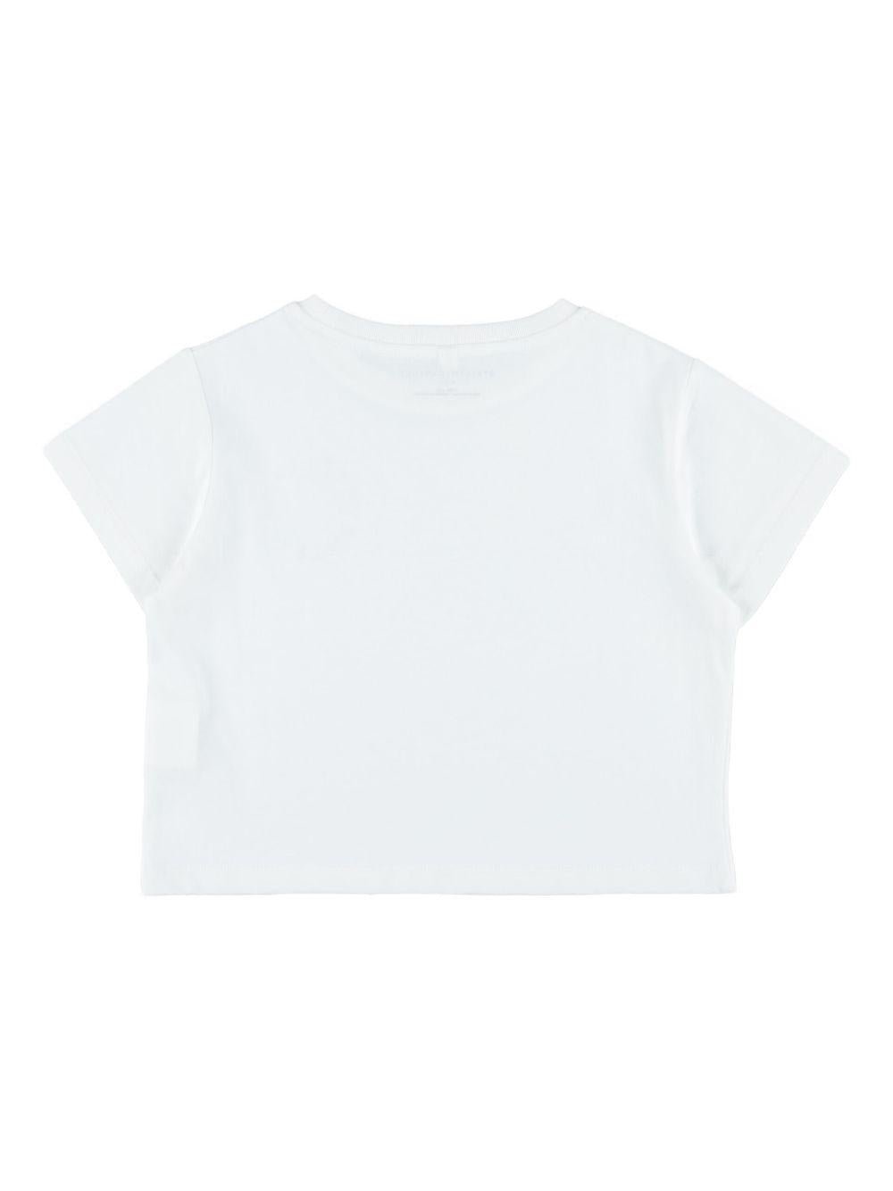 Maglietta per bambina Stella McCartney Kids bianca con logo circolare sul davanti - Rubino Kids