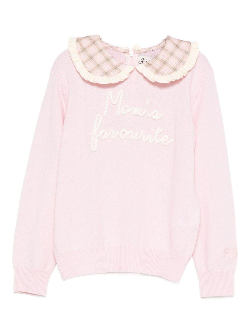 Maglione Alba per bambina MC2 Saint Barth Kids rosa con colletto ampio alla Peter Pan - Rubino Kids