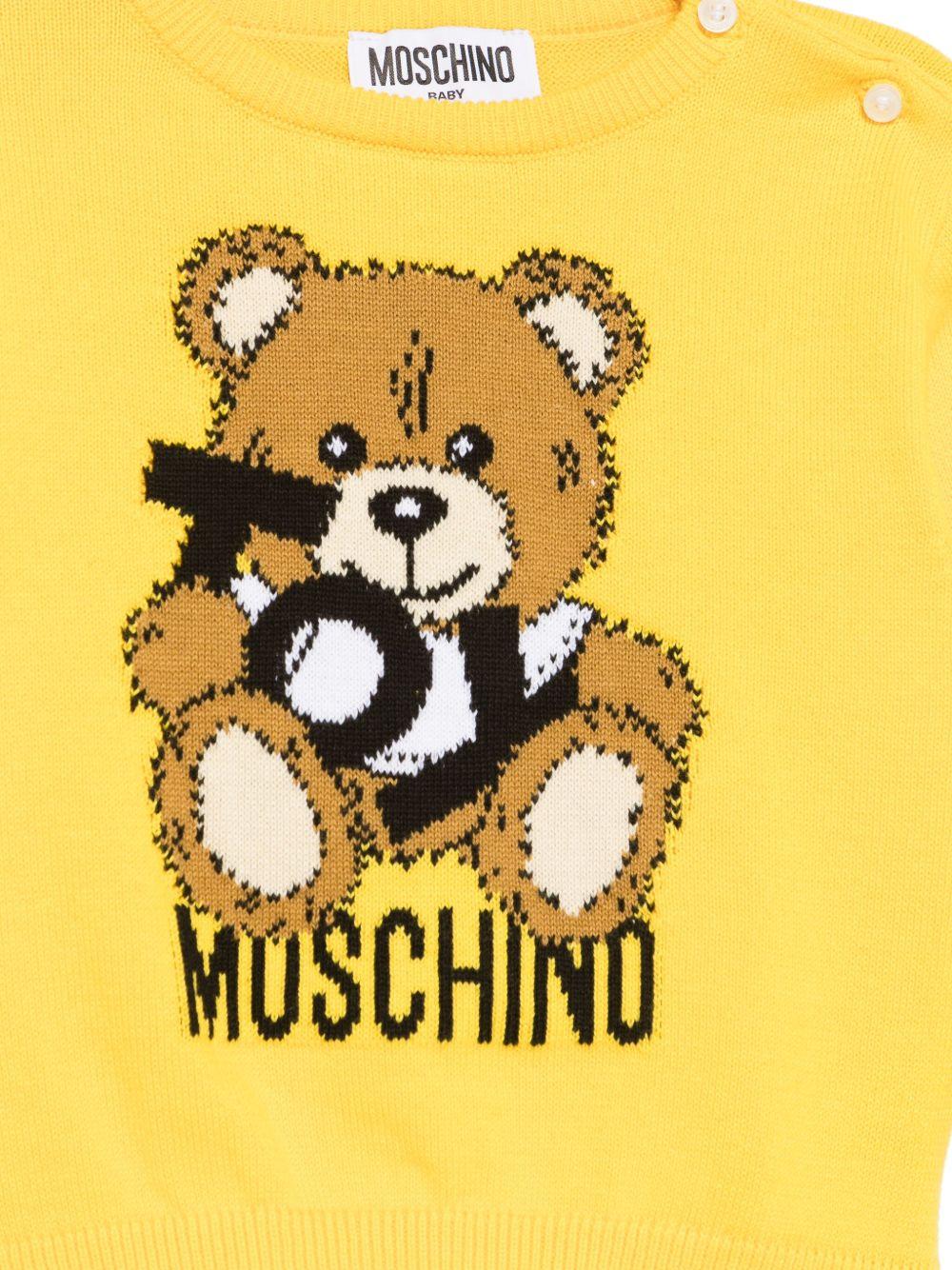Maglione con motivo Teddy Bear per neonato Moschino Kids giallo con girocollo - Rubino Kids