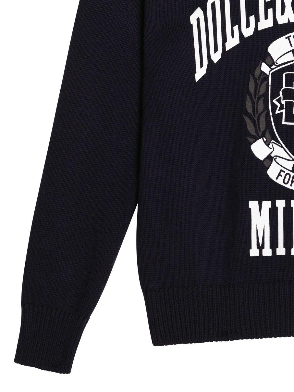 Maglione con stampa per bambino Dolce & Gabbana Kids blu con girocollo - Rubino Kids