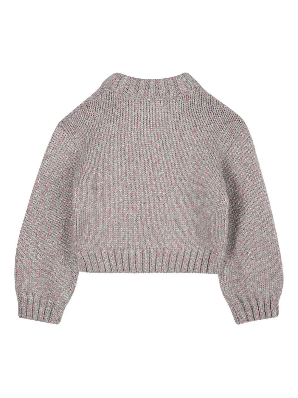 Maglione crop per bambina Billieblush grigio con maniche a palloncino - Rubino Kids