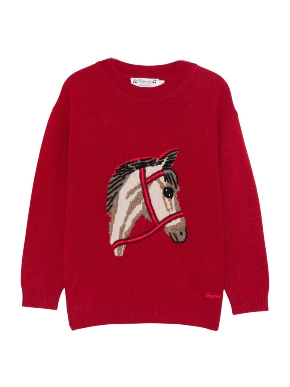 Maglione Jason per bambino Bonpoint rosso con ricamo cavallo - Rubino Kids