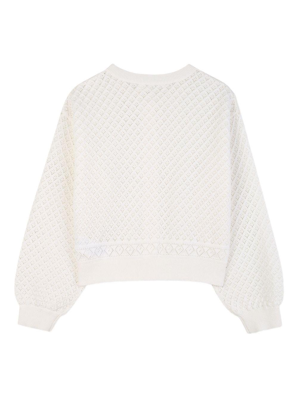 Maglione per bambina Billieblush bianco con lavorazione in maglia - Rubino Kids
