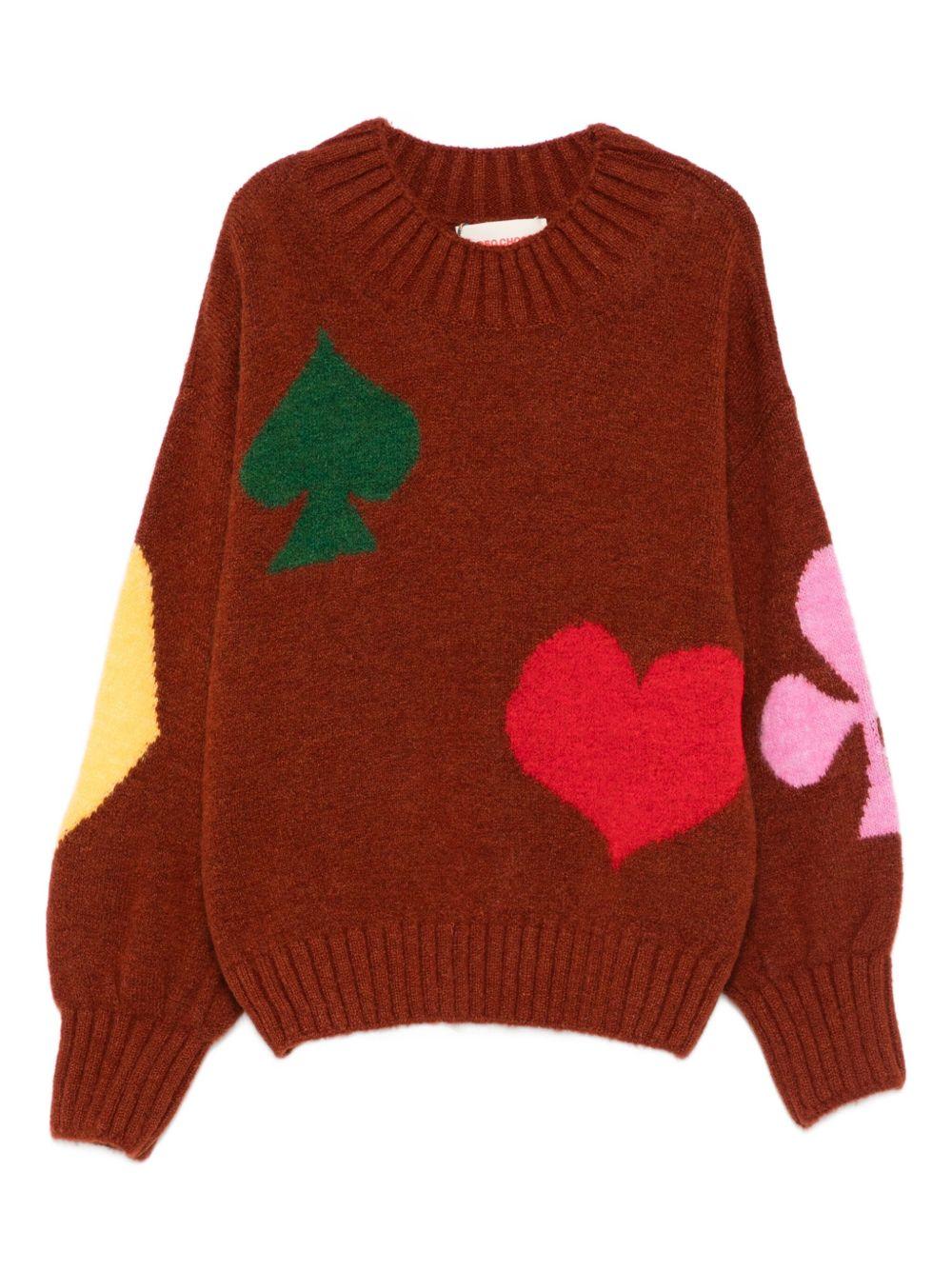 Maglione per bambina Bobo Choses rosso con intarsio semi carte da gioco - Rubino Kids