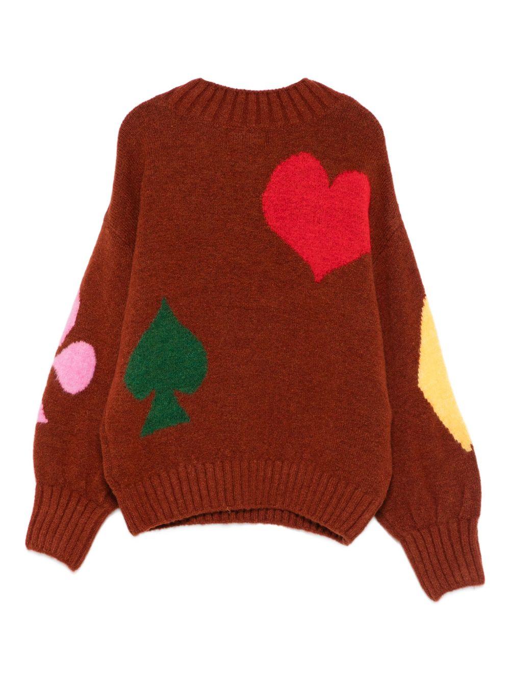 Maglione per bambina Bobo Choses rosso con intarsio semi carte da gioco - Rubino Kids