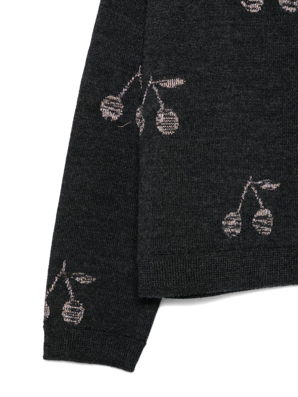 Maglione per bambina Bonpoint grigio con motivo ciliegie - Rubino Kids