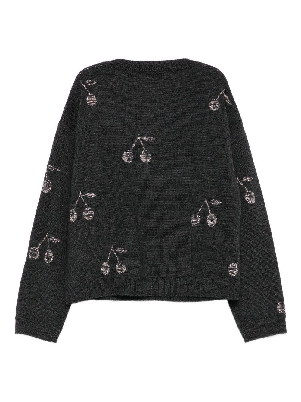 Maglione per bambina Bonpoint grigio con motivo ciliegie - Rubino Kids
