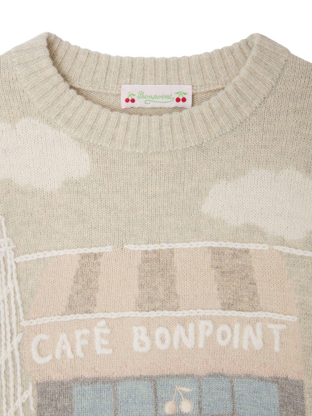 Maglione per bambina Bonpoint Jodora grigio in lana con motivo con ricamo - Rubino Kids