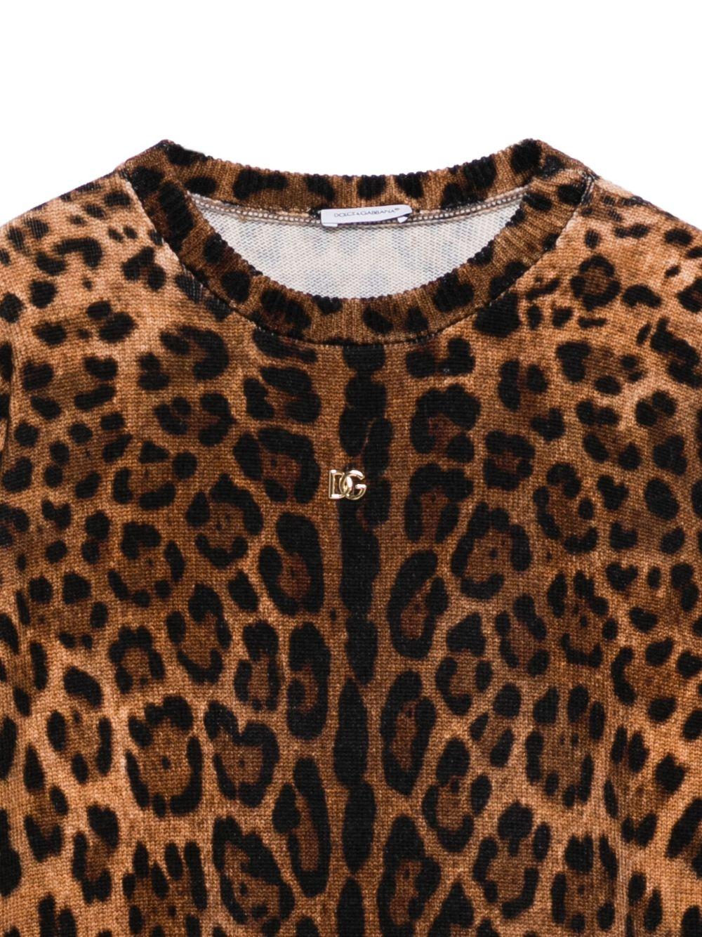 Maglione per bambina Dolce & Gabbana Kids marrone leopardato - Rubino Kids