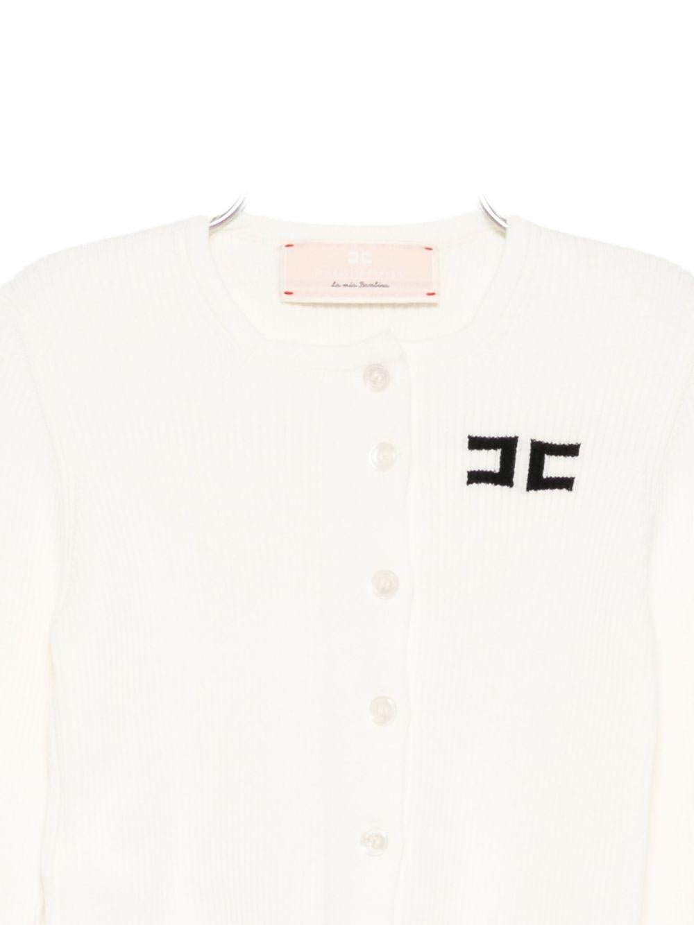 Maglione per bambina Elisabetta Franchi La Mia Bambina bianco con dettaglio con logo - Rubino Kids