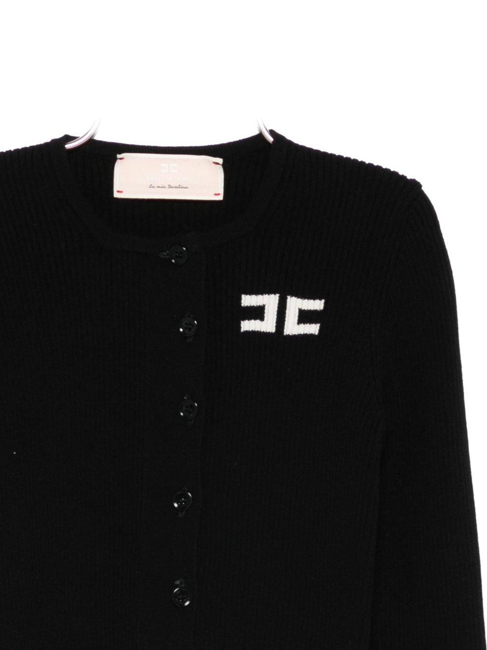 Maglione per bambina Elisabetta Franchi La Mia Bambina nero con dettaglio con logo - Rubino Kids