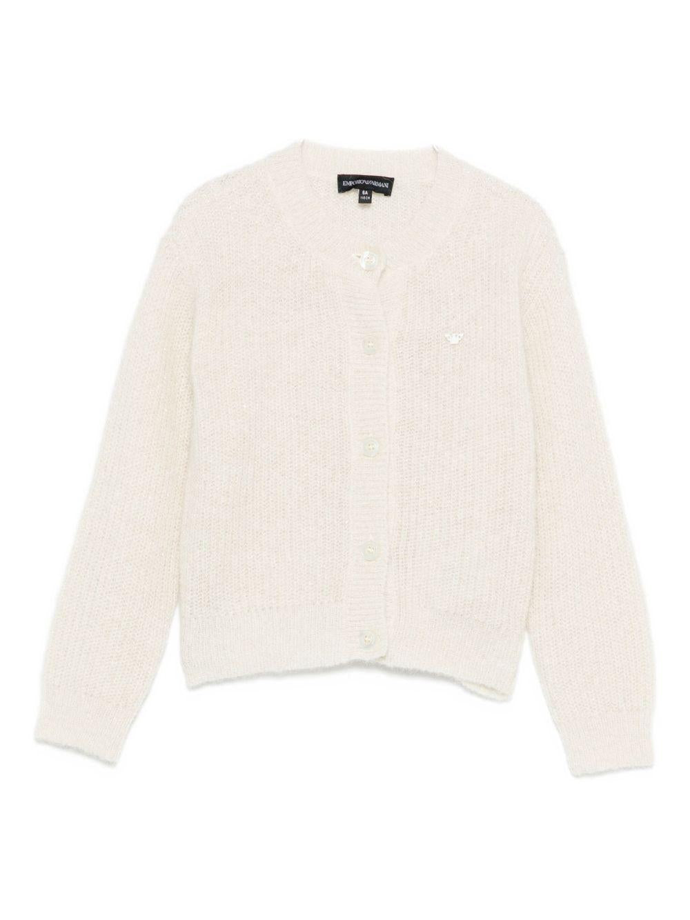 Maglione per bambina Emporio Armani Kids beige con dettaglio logo - Rubino Kids