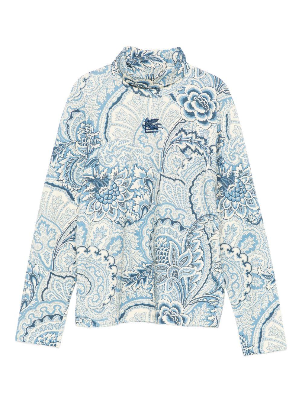Maglione per bambina Etro Kids azzurro con motivo paisley - Rubino Kids