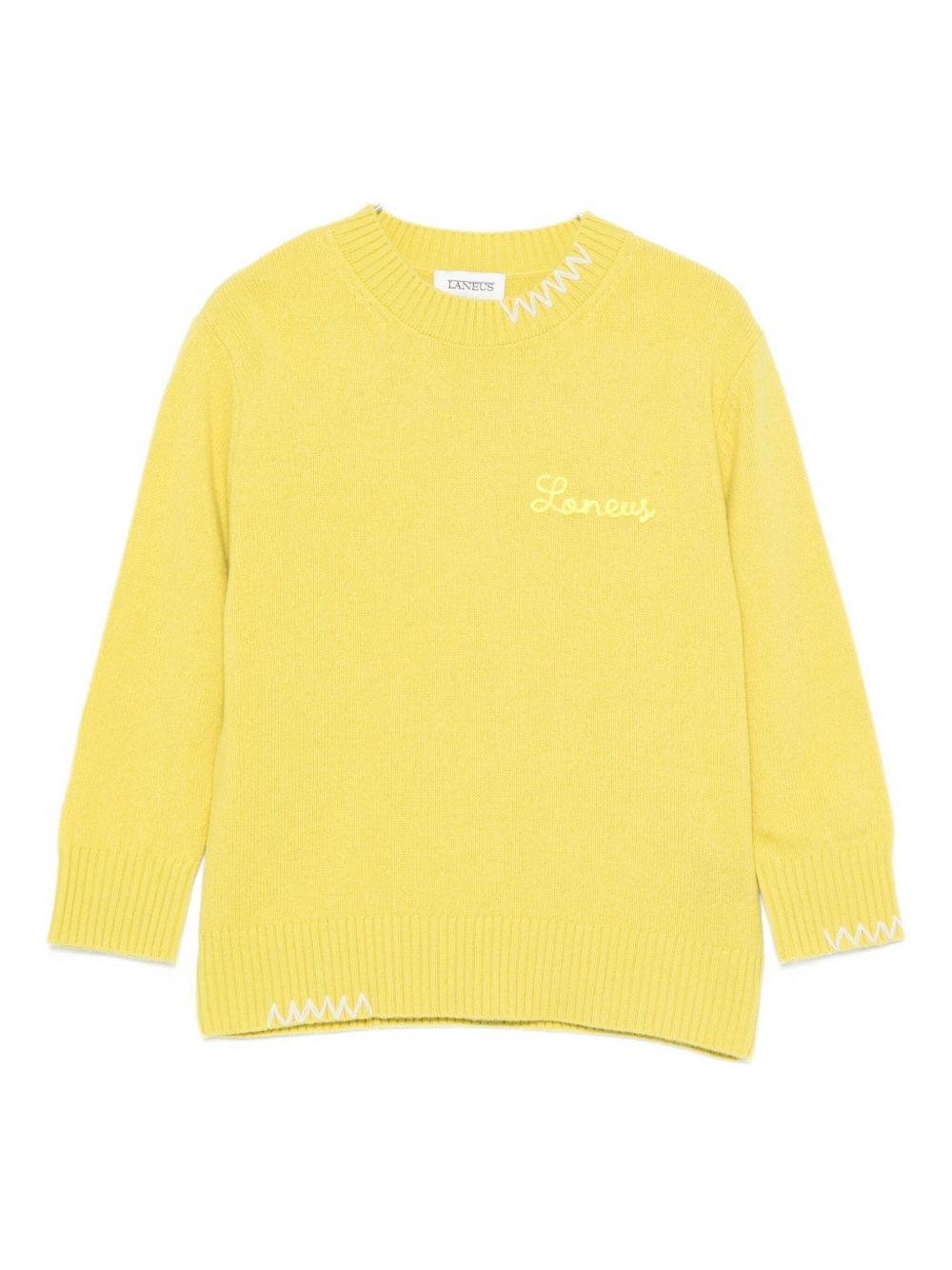 Maglione per bambina Laneus Kids giallo con logo ricamato sul davanti - Rubino Kids