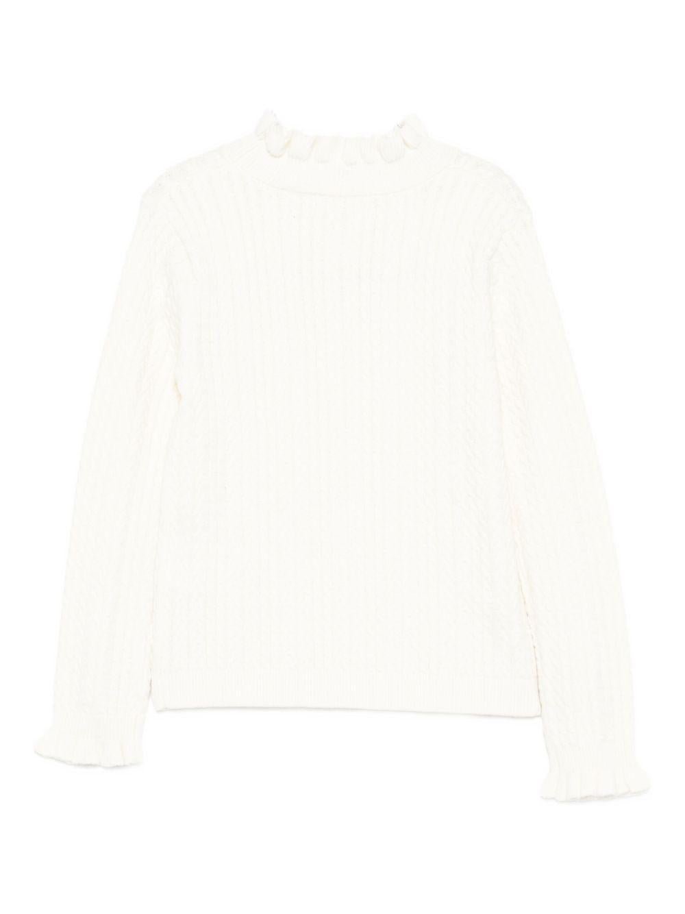 Maglione per bambina Louise Misha bianco con dettagli arricciati - Rubino Kids