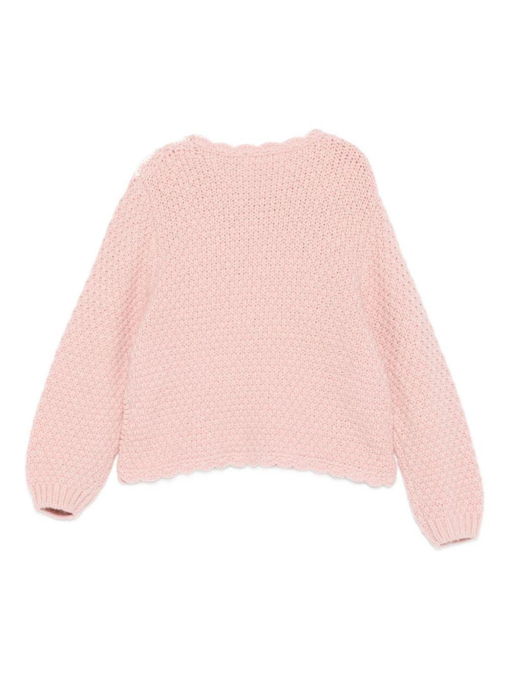 Maglione per bambina Louise Misha rosa con pannelli all'uncinetto - Rubino Kids