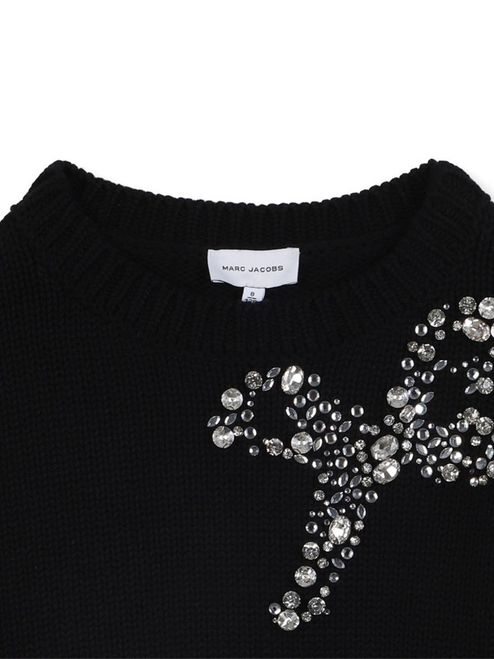 Maglione per bambina Marc Jacobs Kids nero con decorazione con perline - Rubino Kids