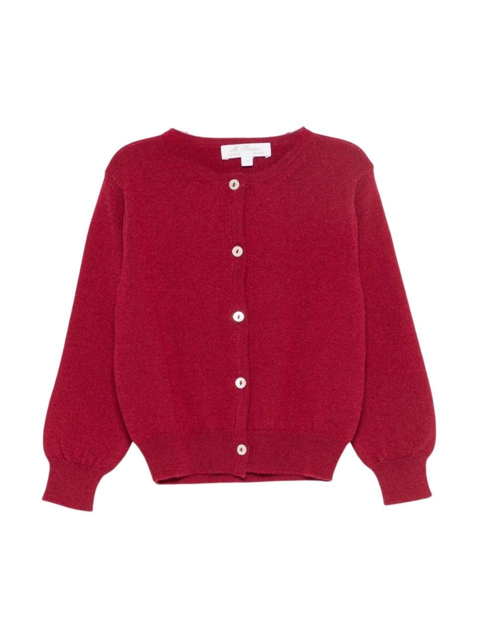 Maglione per bambina Mariella Ferrari rosso con chiusura frontale a bottoni - Rubino Kids