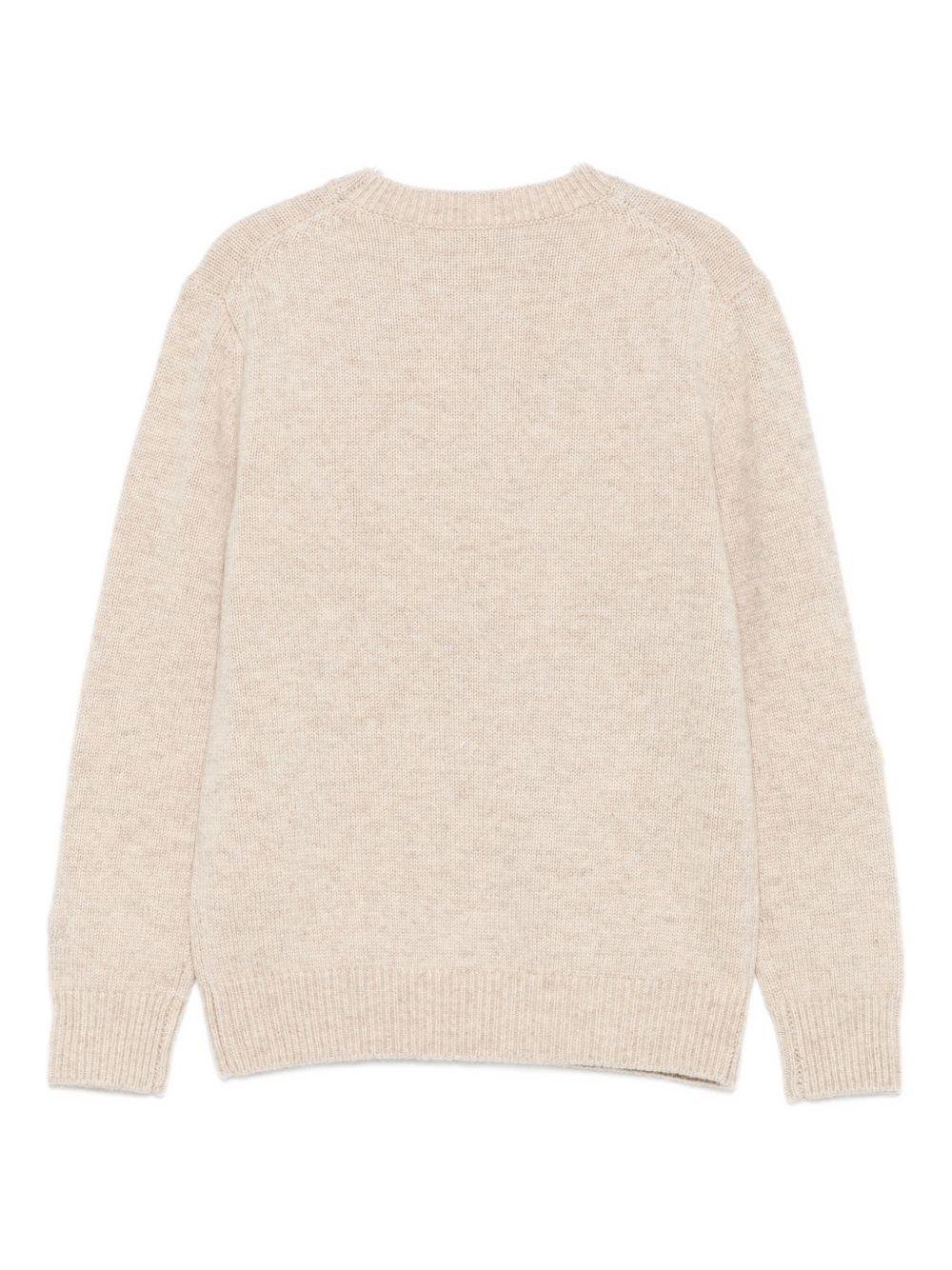 Maglione per bambina MC2 Saint Barth Kids beige con scritta ricamata sul davanti "Dolcemente complicata" - Rubino Kids