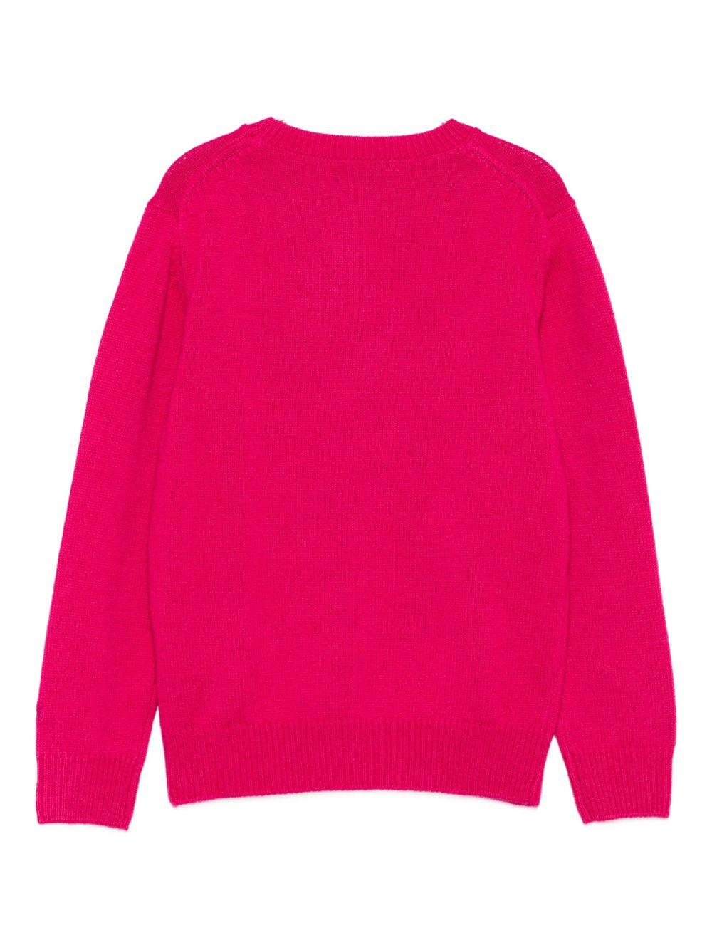 Maglione per bambina MC2 Saint Barth Kids x Trudi fucsia con Panda ricamato sul davanti - Rubino Kids