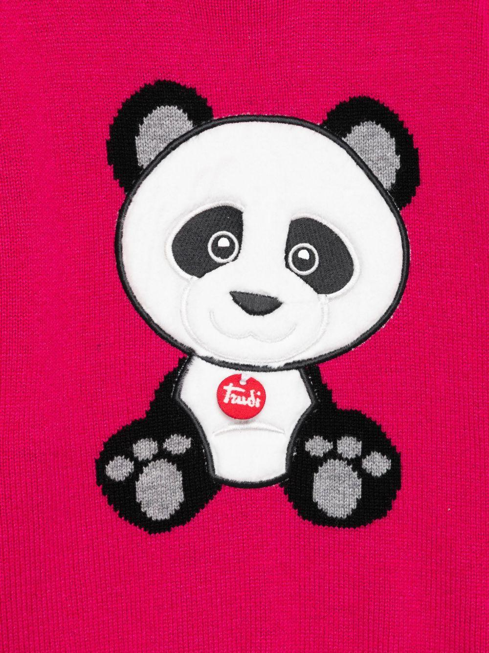 Maglione per bambina MC2 Saint Barth Kids x Trudi fucsia con Panda ricamato sul davanti - Rubino Kids