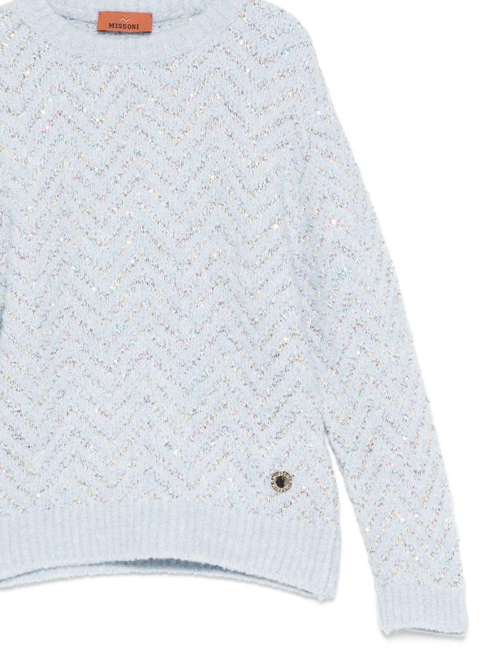 Maglione per bambina Missoni Kids azzurro a chevron con paillettes - Rubino Kids
