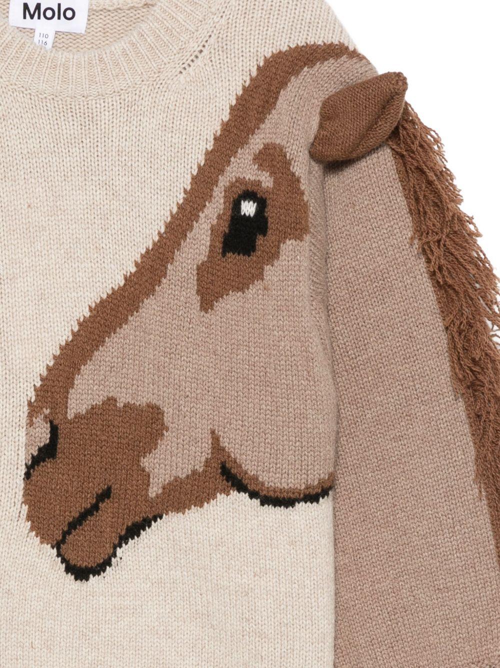 Maglione per bambina Molo beige con frange a testa di cavallo - Rubino Kids