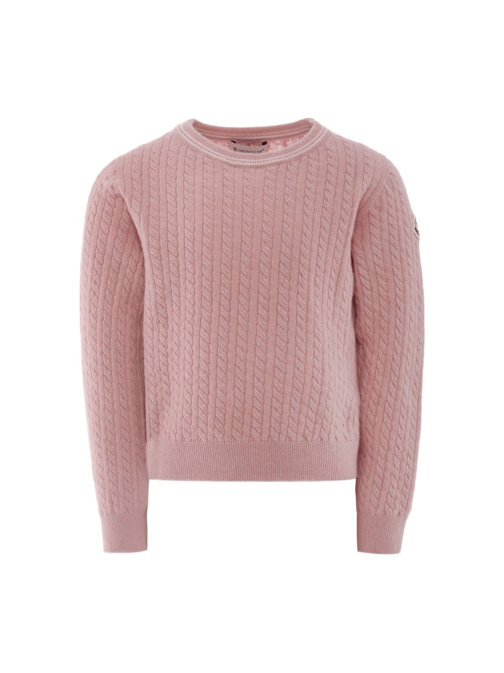 Maglione per bambina Moncler Enfant rosa in lana con motivo a trecce - Rubino Kids