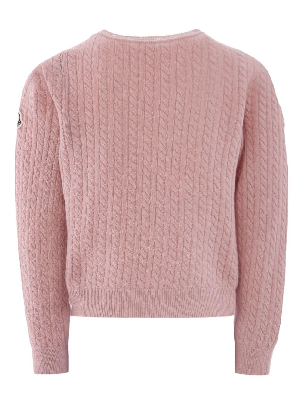 Maglione per bambina Moncler Enfant rosa in lana con motivo a trecce - Rubino Kids