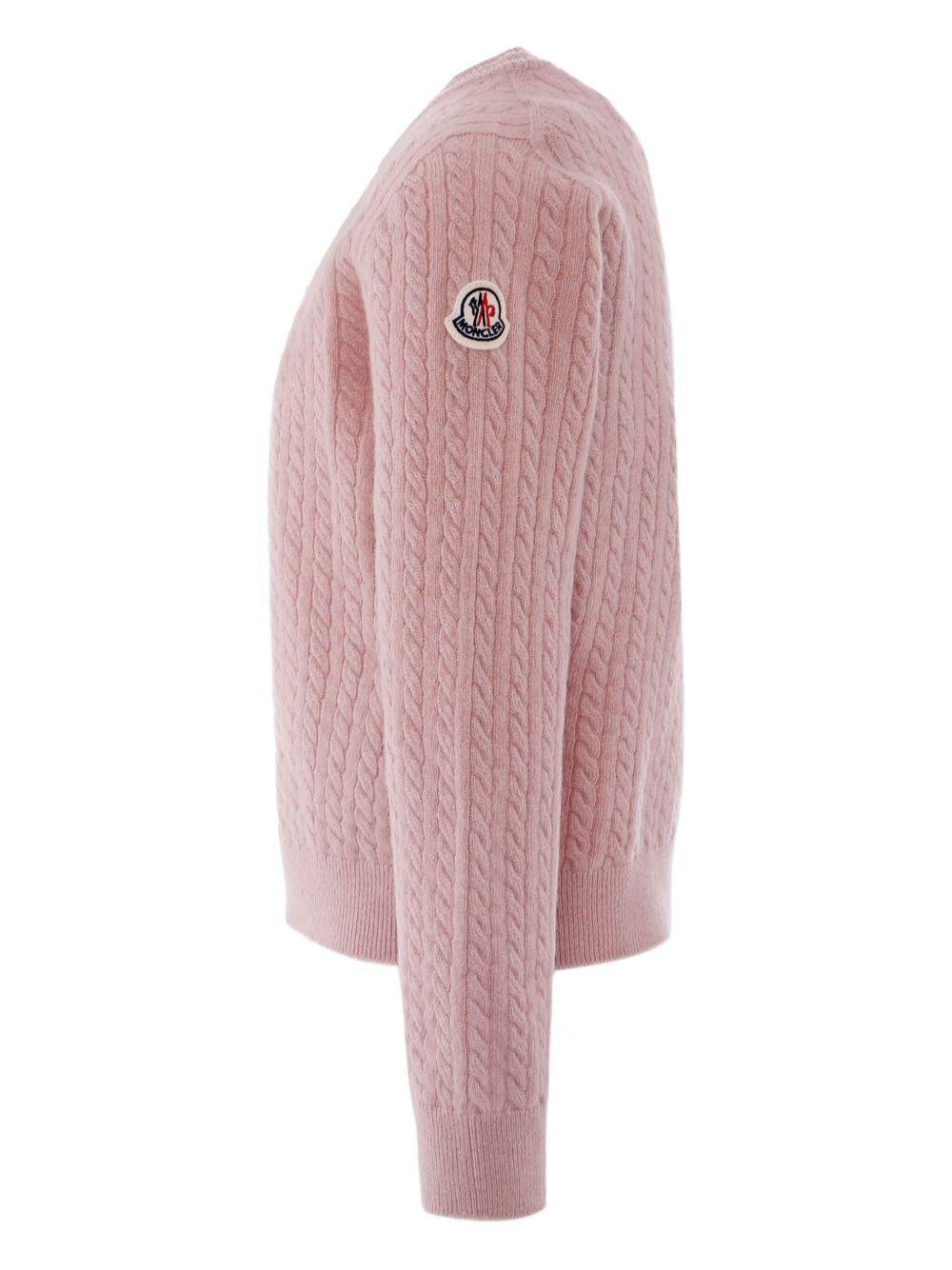 Maglione per bambina Moncler Enfant rosa in lana con motivo a trecce - Rubino Kids