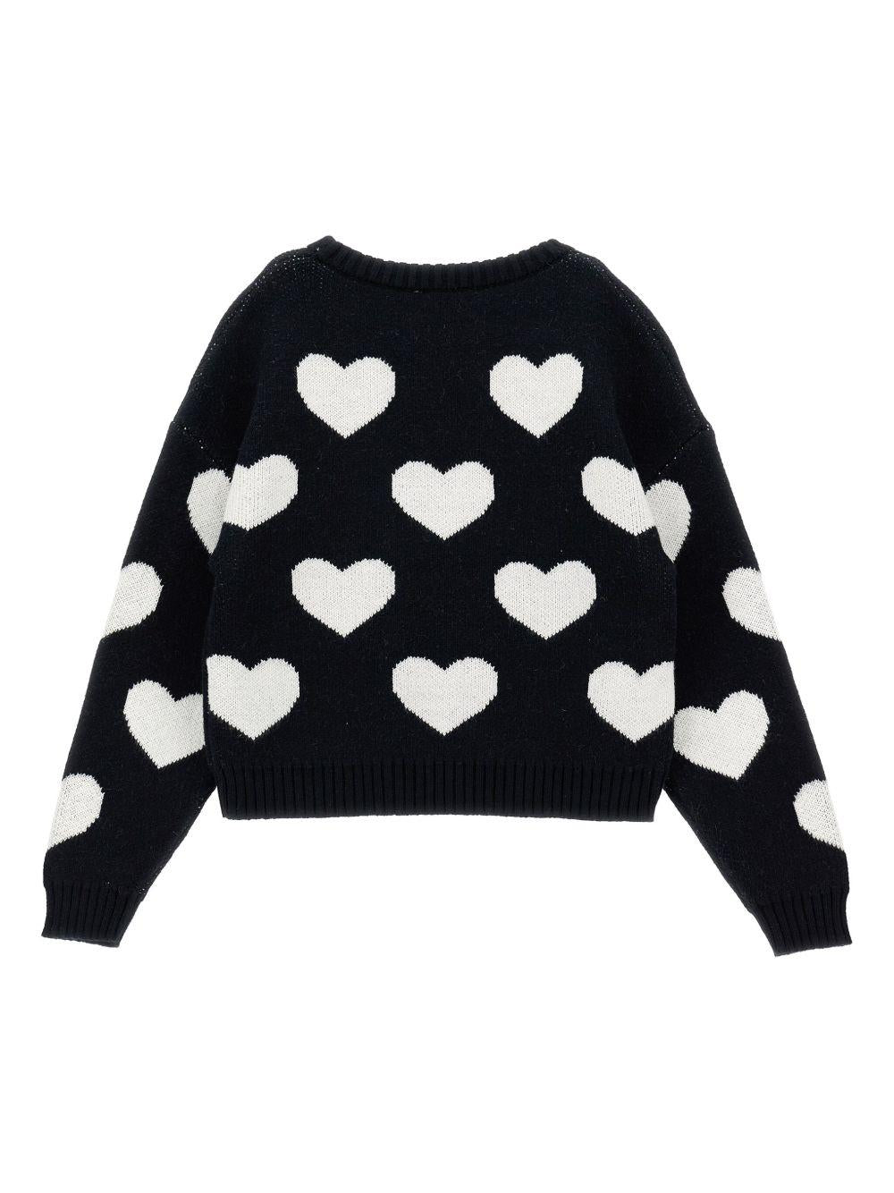 Maglione per bambina Monnalisa nero con motivo a cuori - Rubino Kids